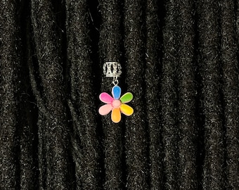 Rainbow Flower Hair Jewelry for Traditional Locs, Braids, Extensions and Twists