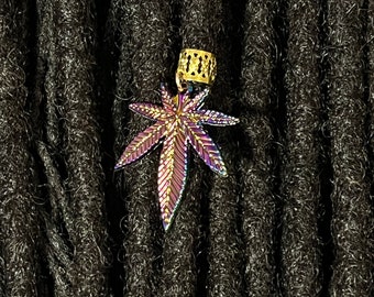 Iridescent Marijuana Hair Jewelry for Traditional Locs, Braids, Extensions and Twists