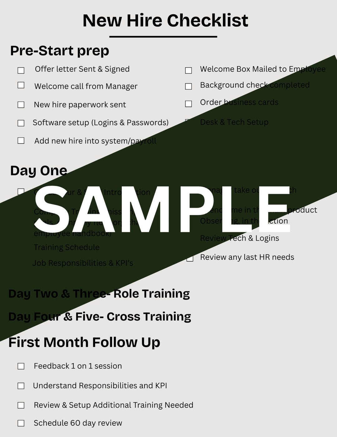 New Hire Setup Checklist | Editable PDF for HR, Managers, Small ...