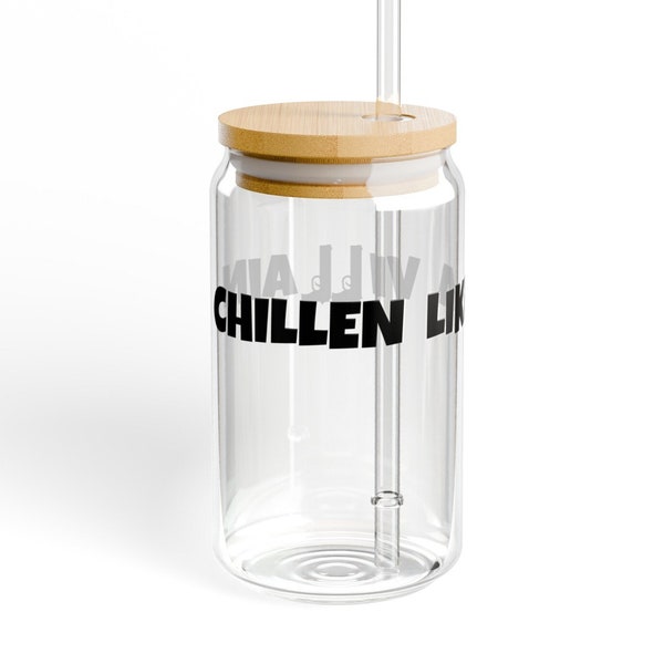 CHILLEN VILLAIN SIPPER Glass, Iced Coffee, Iced Tea, Gifts for Him, Gift for Dad, Bachelor Gift, Graduation Gift, Boss, Supervisor, Patio