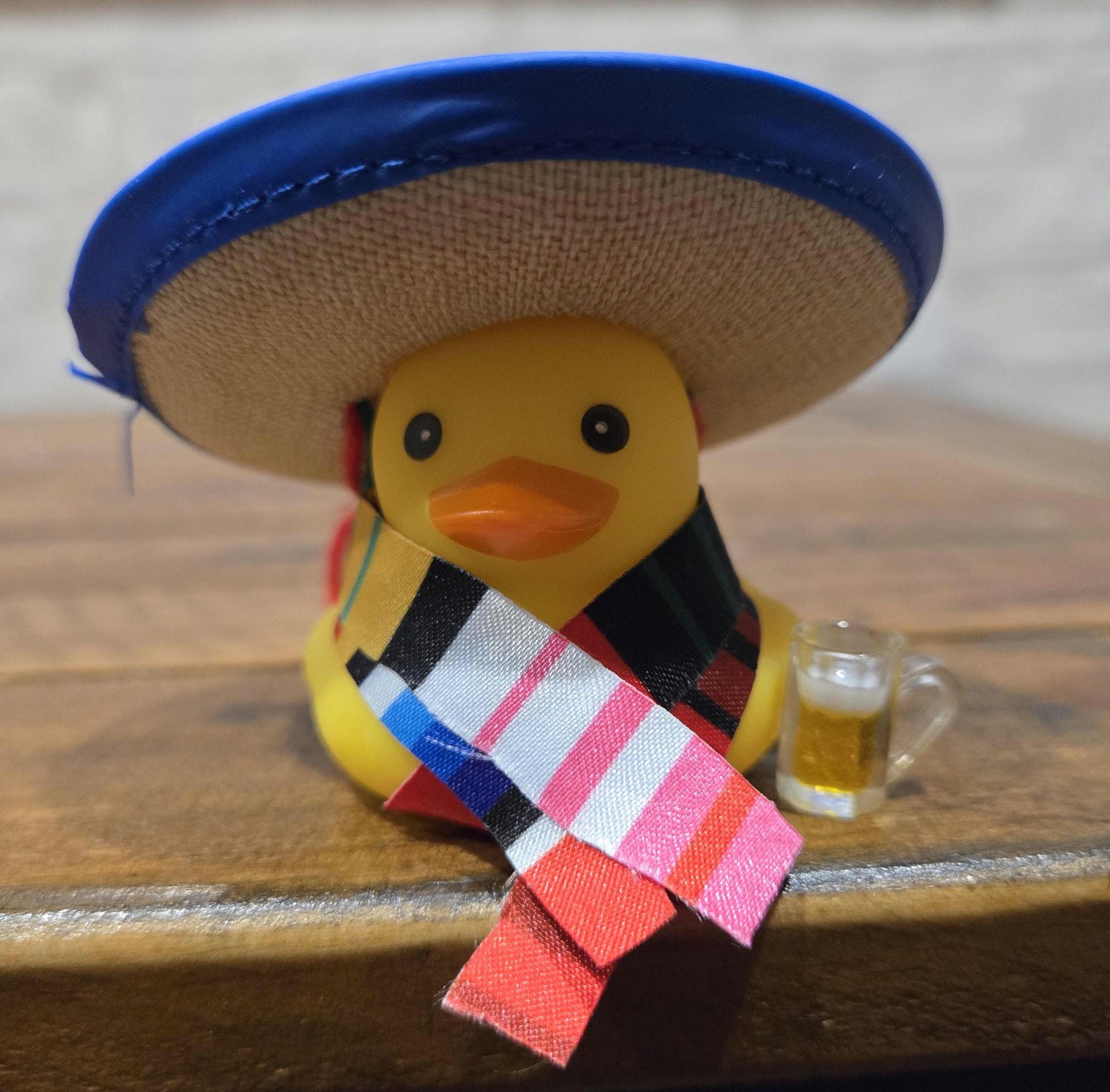 Yellow Rubber Duck. Sombrero Duck With Colorful Poncho/ Serapes