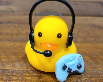 Yellow Rubber Gamer Duckie, Headset and Controller