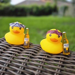 Yellow Rubber duck, Duck with bandana and beer. Cute gift for a Jeep owner, ATV Mudder, Outdoors person in your life. And we all have one. image 1