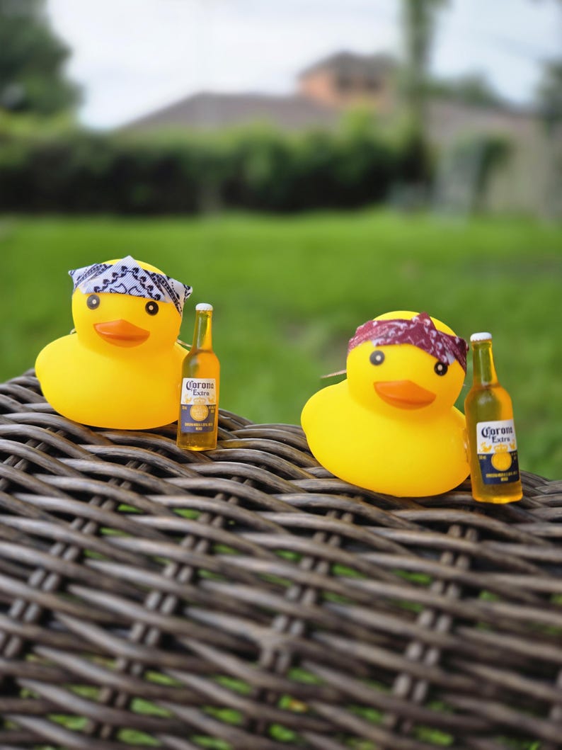 Yellow Rubber duck, Duck with bandana and beer. Cute gift for a Jeep owner, ATV Mudder, Outdoors person in your life. And we all have one. image 1