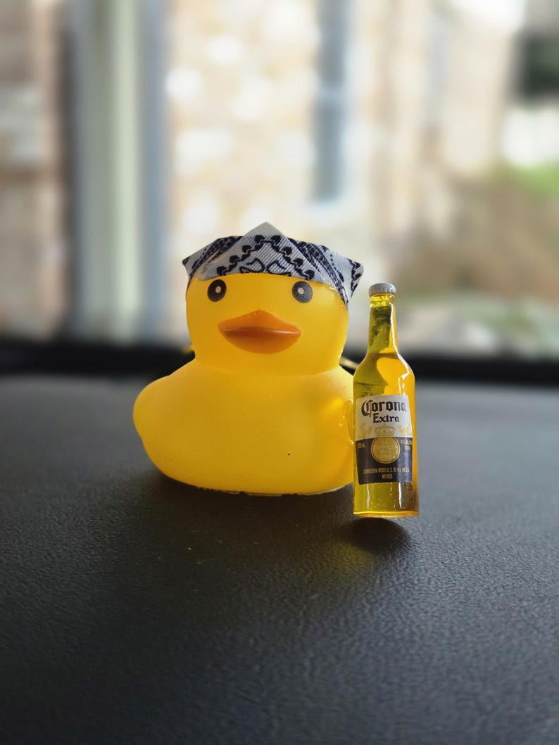 Yellow Rubber duck, Duck with bandana and beer. Cute gift for a Jeep owner, ATV Mudder, Outdoors person in your life. And we all have one. image 2
