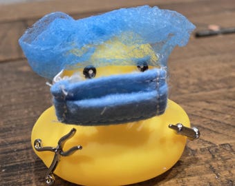 Yellow Rubber duck. Healthcare, Medical, Nurse, Hospital duck , Scrub cap/ face mask. Cute gift.  Add me to your duck collection