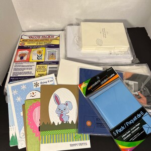 Greeting Card Kit Make Your Own White Heavy Card Stock Cards Envelope 6.5x5 and 4 x 5 1/2. Unopened + extras in various sizes. Bonus BX30