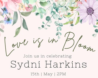 Love is in Bloom Bridal Shower invite template
