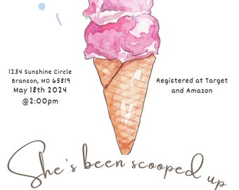 She’s been Scooped Up Bridal Shower invite template