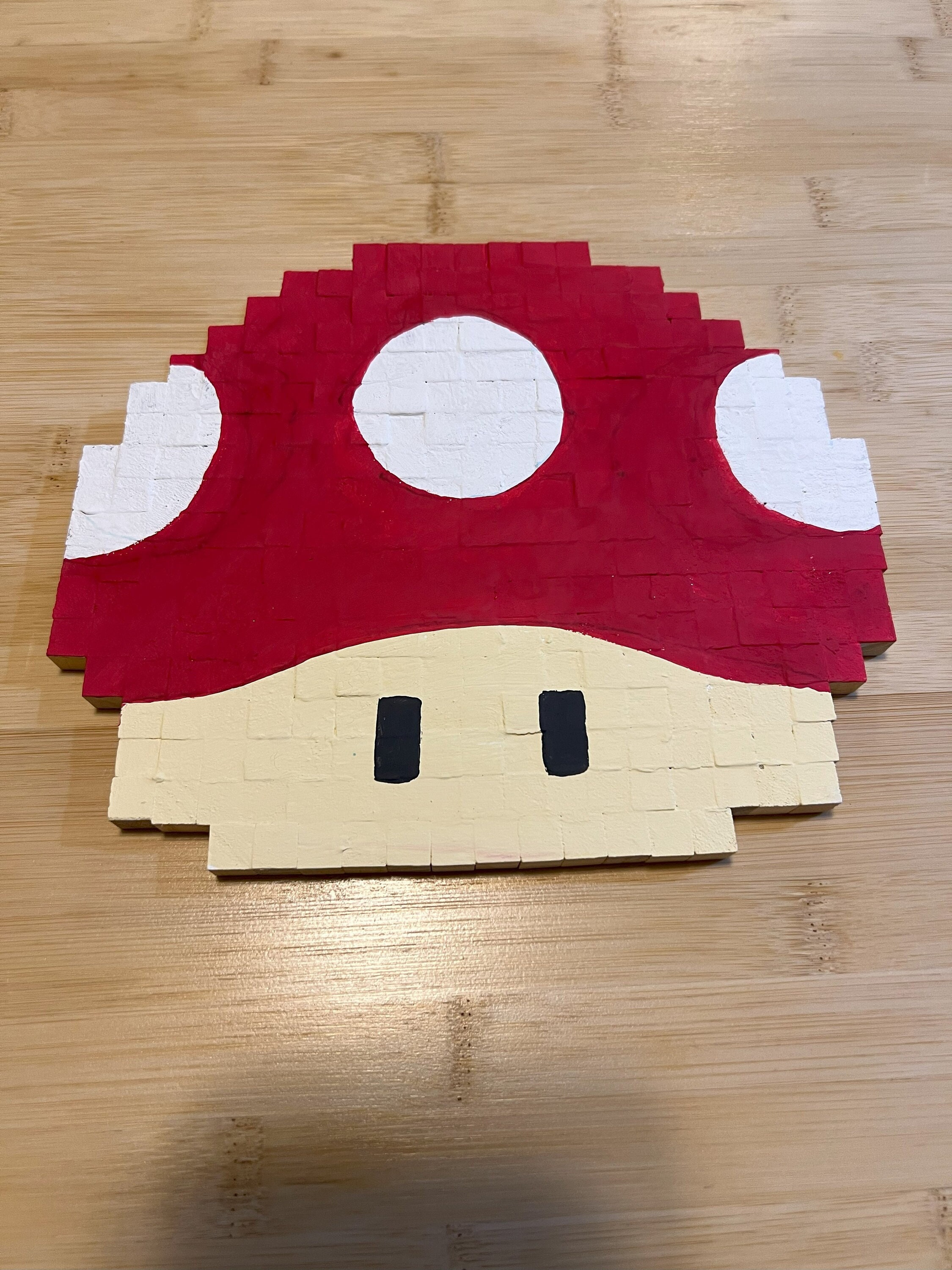 Painted Woodblock Mario Mushroom Etsy