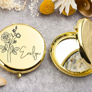 Custom Compact Mirror Gifts for Bridesmaid Proposal Best Friend Birthday Gifts Personalized Gifts for Women Engraved Pocket Mirror image 4