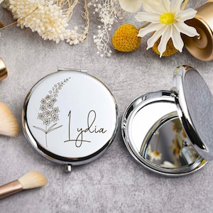 Custom Compact Mirror Gifts for Bridesmaid Proposal Best Friend Birthday Gifts Personalized Gifts for Women Engraved Pocket Mirror image 7