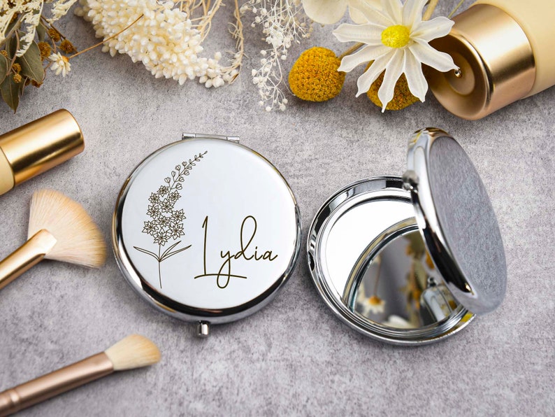 Custom Compact Mirror Gifts for Bridesmaid Proposal Best Friend Birthday Gifts Personalized Gifts for Women Engraved Pocket Mirror image 7