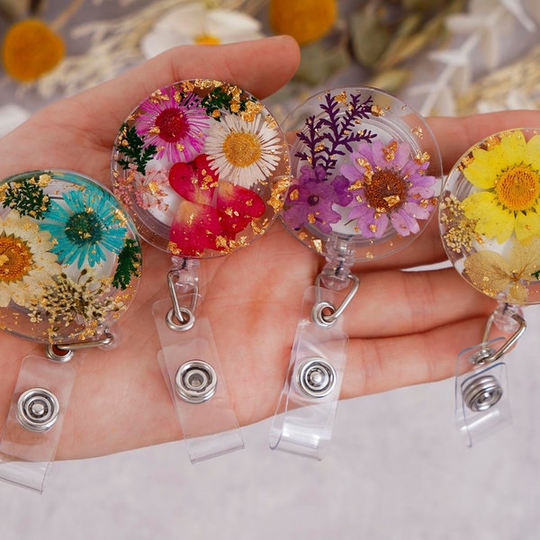 Real Flower Badge Reels Etsy