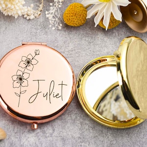 Custom Compact Mirror Gifts for Bridesmaid Proposal Best Friend Birthday Gifts Personalized Gifts for Women Engraved Pocket Mirror image 6