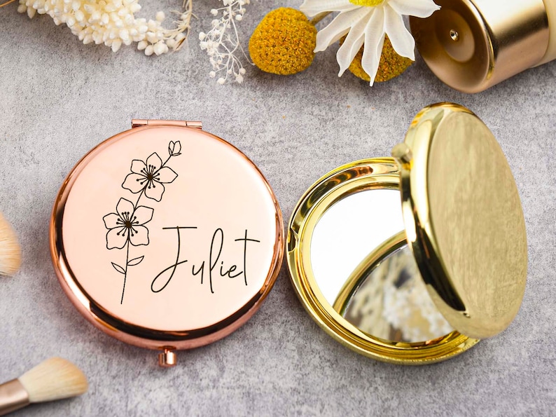 Custom Compact Mirror Gifts for Bridesmaid Proposal Best Friend Birthday Gifts Personalized Gifts for Women Engraved Pocket Mirror image 6