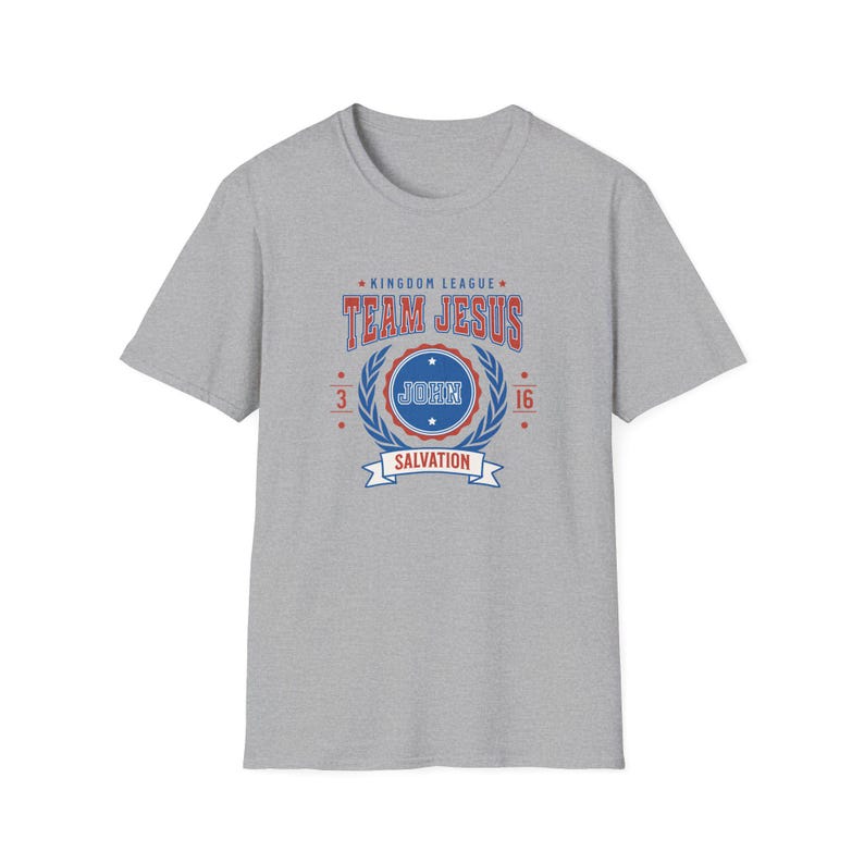 Team Jesus T-Shirt Vintage Collegiate Aesthetic Christian Apparel Faith-Based Gift Spiritual Wear Casual Church Tee Jersey Style Unisex Top Sport Grey