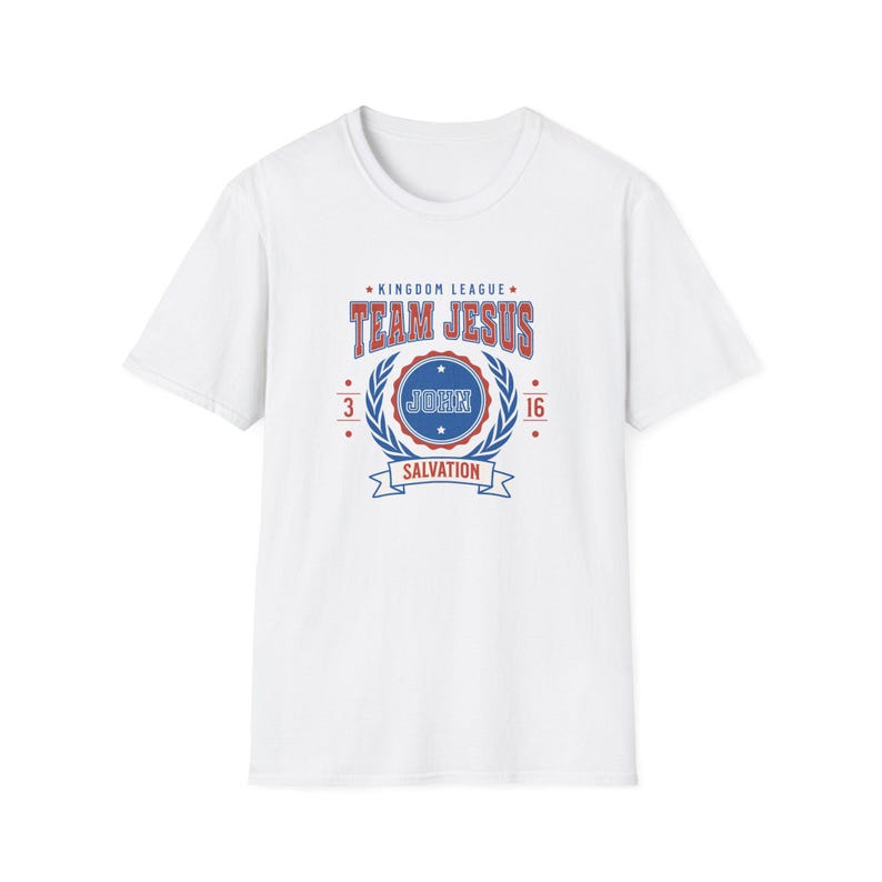 Team Jesus T-Shirt Vintage Collegiate Aesthetic Christian Apparel Faith-Based Gift Spiritual Wear Casual Church Tee Jersey Style Unisex Top White