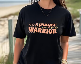 T-shirt guerrier de prière, chemise chrétienne, t-shirt foi en Jésus, puissance dans la prière, cadeau manches courtes en jersey unisexe pour soeur maman grand-mère tante