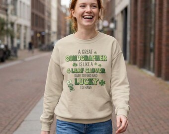Sonographer 4 Leaf Clover Lucky Crewneck | St. Patrick's Day Medical Sweatshirt