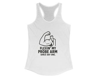 Regata engraçada com estampa de sonda no braço, camiseta regata estilo nadador para treino, camiseta com meme de academia, presente fitness para mulheres, regata sem mangas com piada de alienígena/OVNI