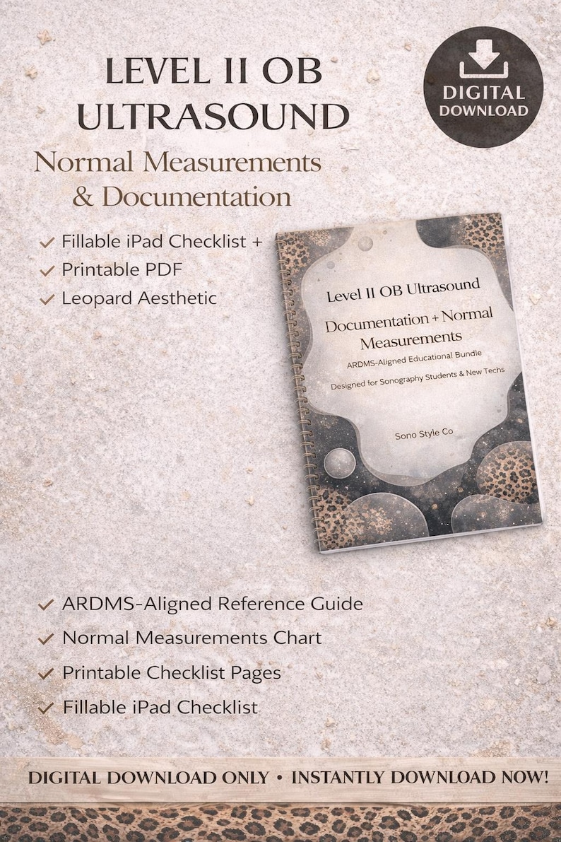 Level II OB Ultrasound Study Guide: ARDMS Checklist (digital Download ...