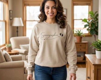 Minimalist Sonographer Sweatshirt | Ultrasound Tech Apparel with Probe, Footprints