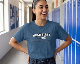 Scan First Ask Questions Scanner Tee | Sonographer Ultrasound Shirt