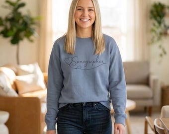 Sonographer Script Heart Crewneck Sweatshirt | Ultrasound Tech