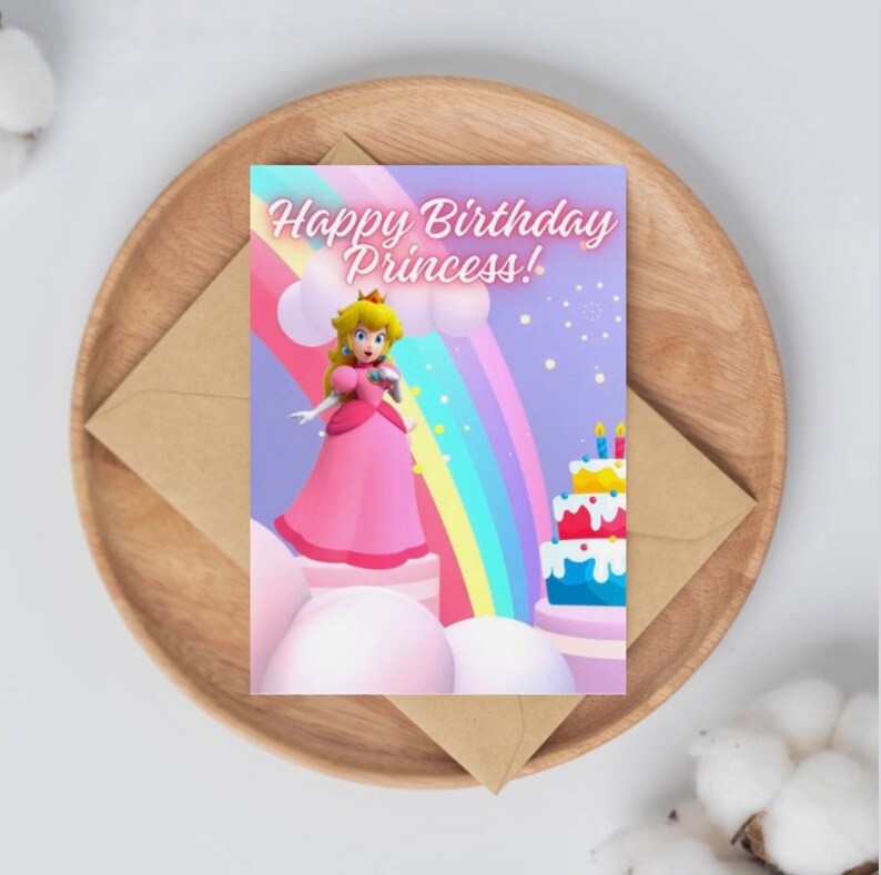 Happy Birthday Card DIGITAL Download Printable Princess Peach Birthday ...