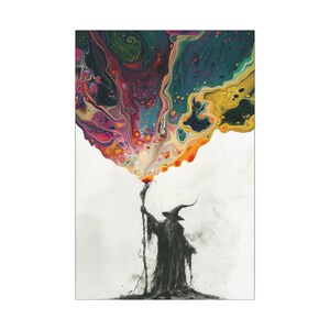 Forbidden Power, Canvas Art, Acrylic Pour Paint, Home Decor, Wall Art, Fantasy Art, Magical Art, Gift for Wizard Lovers, Matte