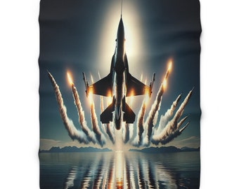 Afterburners from F16 Fighter - Sherpa Fleece Blanket