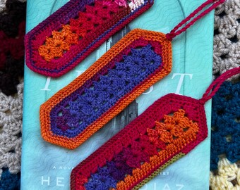 Crochet bookmark with tassel, 70s colors, multiple variations, original design, handmade
