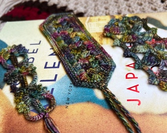Crochet bookmark with tassel, "galaxy" colors, multiple variations, original design, handmade
