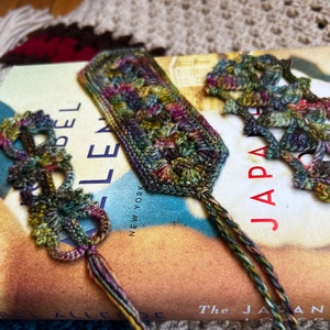 Crochet bookmark with tassel, &quot;galaxy&quot; colors, multiple variations, original design, handmade