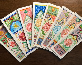 Hand painted bookmarks (Illuminated Manuscript Series), original designs