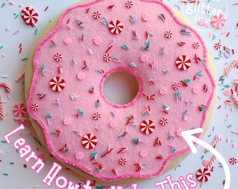 Donut Wreath Attachment Tutorial, No Sew Wreath Attachment Tutorial, Giant Fake Donut Tutorial, How to Make a Fake Felt Donut