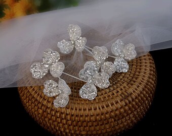 Dazzling Crystal Petal Lace Earrings: Exquisite Wedding Accessories