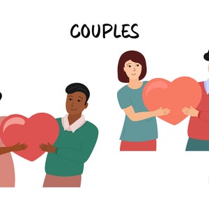 People with Heart Clipart Illustrations Romantic Couples in Love Valentines Day PNG Woman Man Together, LGBT Couple Vector Clip Art image 5