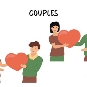 People with Heart Clipart Illustrations Romantic Couples in Love Valentines Day PNG Woman Man Together, LGBT Couple Vector Clip Art image 6