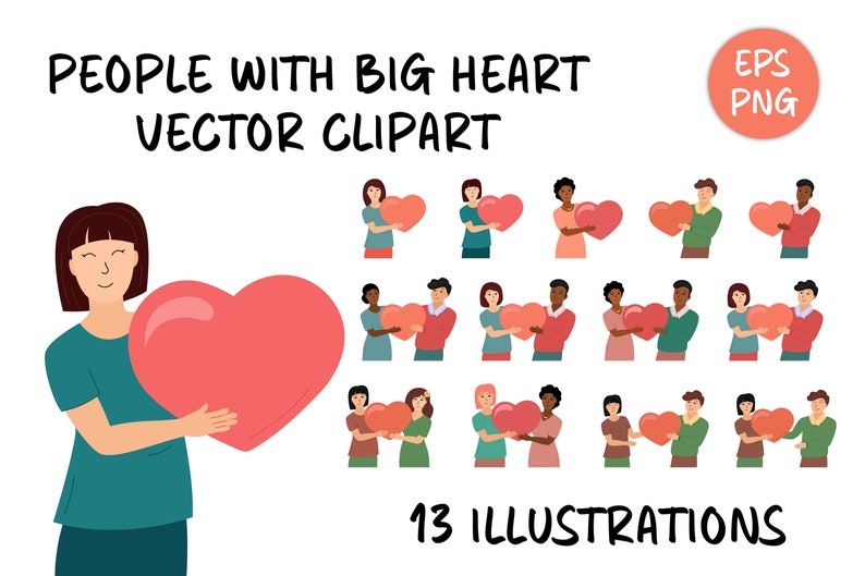 People with Heart Clipart Illustrations Romantic Couples in Love Valentines Day PNG Woman Man Together, LGBT Couple Vector Clip Art image 1