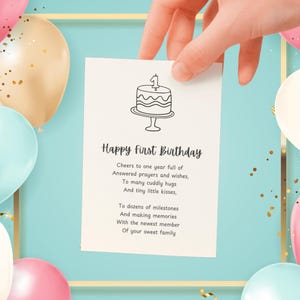 キリスト教の1歳の誕生日の詩カード（デジタル）、レインボーベビーの1歳の誕生日、印刷可能な1歳の誕生日の詩、赤ちゃんの1歳の誕生日のための詩
