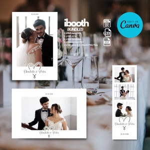 Photo Booth Template, 6x4, 6x2, 4x6, Minimalist B&W, Engagement, Wedding, edit in Canva, suits LumaBooth, DSLR Booth and more