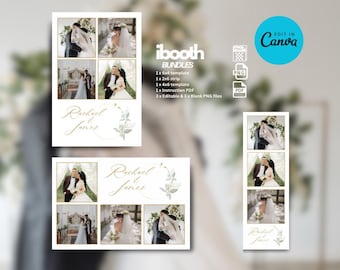 Salbei & Gold Photo Booth Vorlage: Boho Hochzeitsdesign (Canva bearbeitbar, digitaler Download)