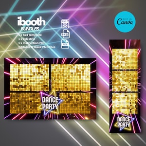 Photo Booth Template, 6x2, 4x6, Neon, Glow, Disco Party, edit in Canva, suits LumaBooth, DSLR Booth and others, instant download