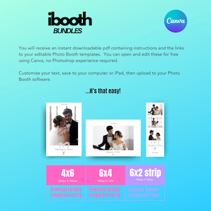 Minimalistische Photobooth Vorlage: Schwarzweiß Design (Digitaler Download, Canva Bearbeiten, 6x4/6x2/4x6 PNG Dateien) Bild 2