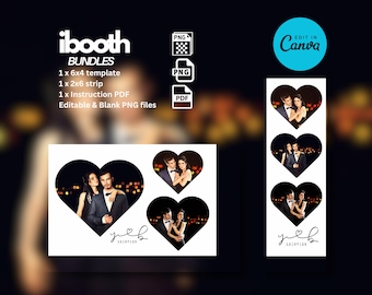 Minimalist Photo Booth Template: Black & White Wedding Design (6x2, 4x6, Canva Editable, Digital Download)
