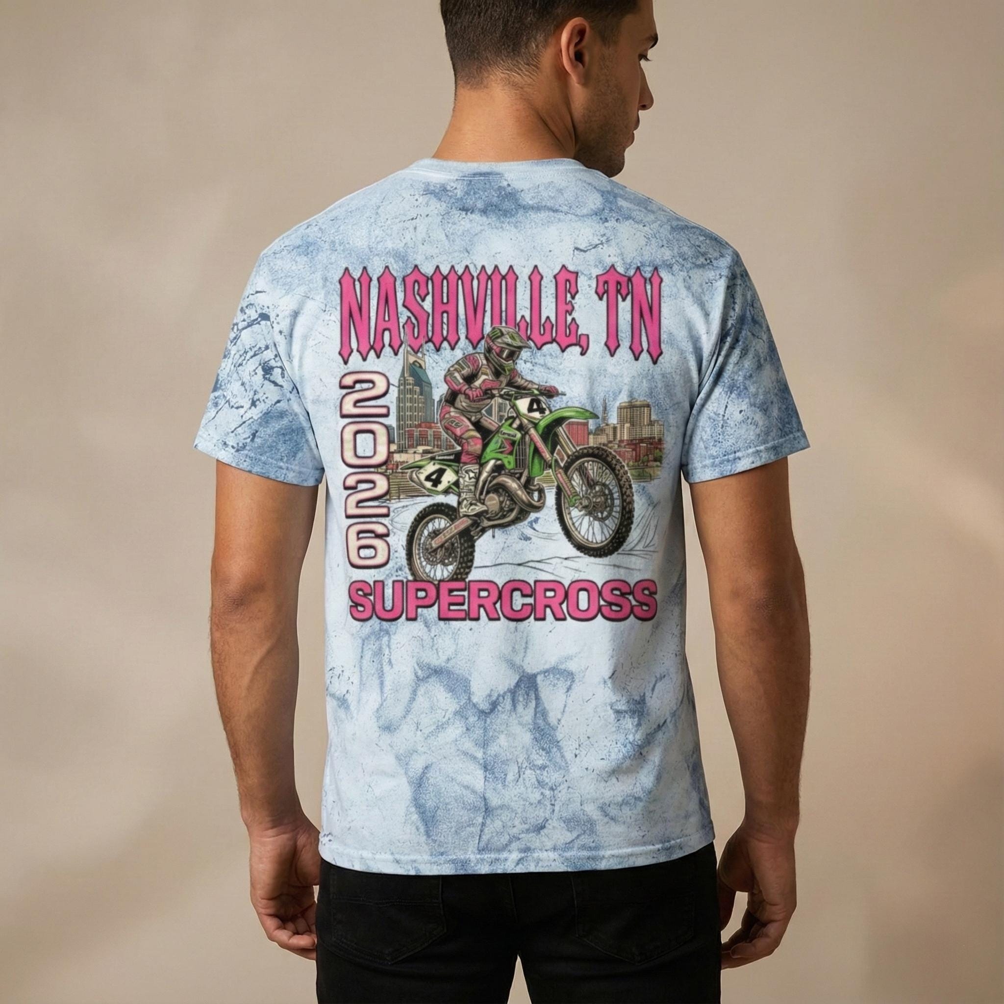 Nashville TN 2026 Supercross Dyed T-shirt | Dirt Bike Motocross