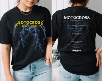 Vintage Motocross Tour Shirt,  Dirt Bike Motorcycle Racing, Lightning Distressed Graphic T-Shirt, Comfort Colors Unisex Shirt, Pro Motocross