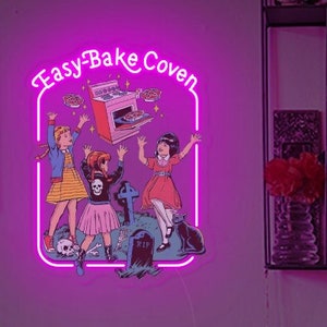 Easy Bake Coven Neon Sign| Goth Lover Gift | Witch Home Decor| LED Wall Decor| Dark Art Decor|Handmade gift| Spooky Decal| Vintage/Retro art